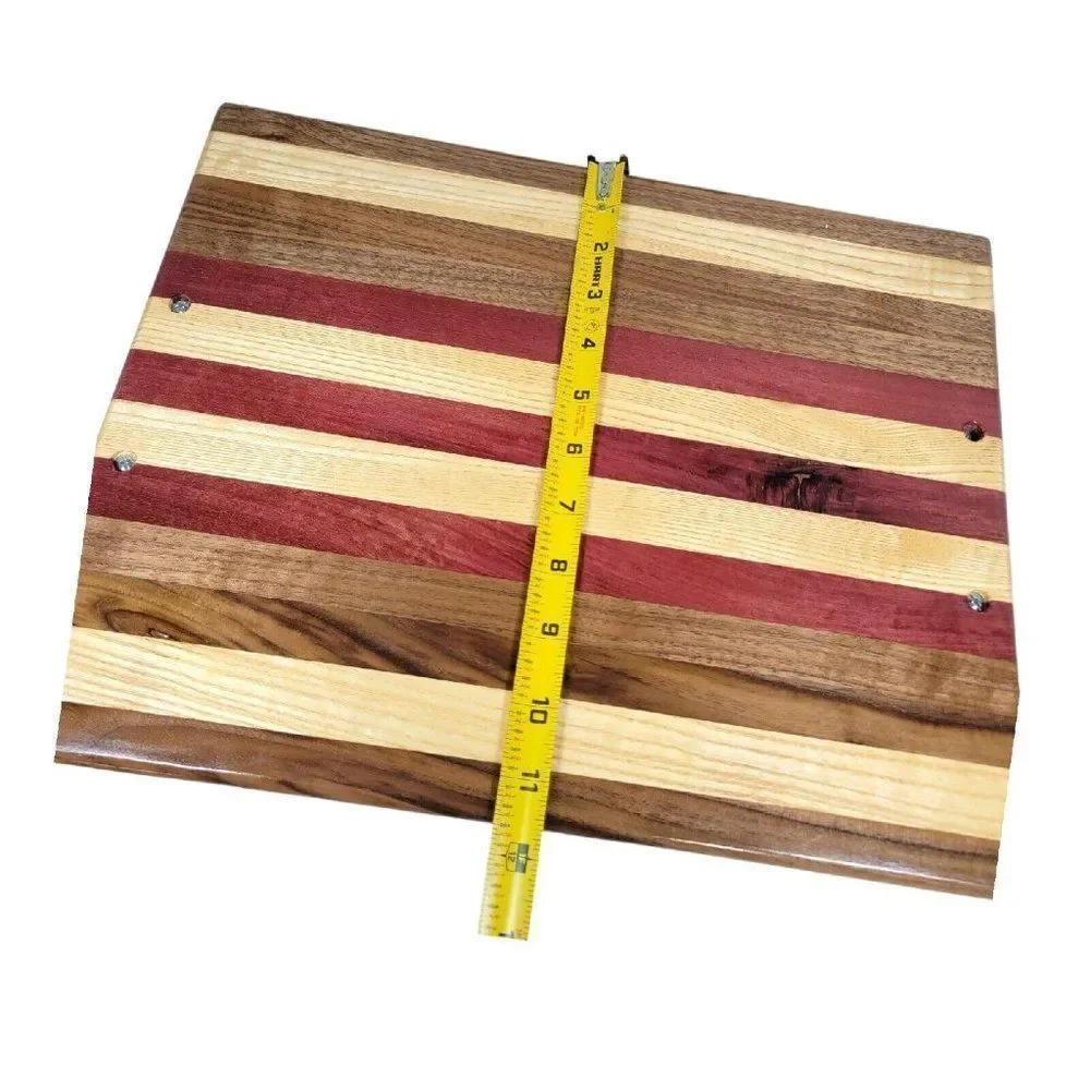 Handmade Rustic Charcuterie Cutting Board  with Handles Purple Heart White Oak